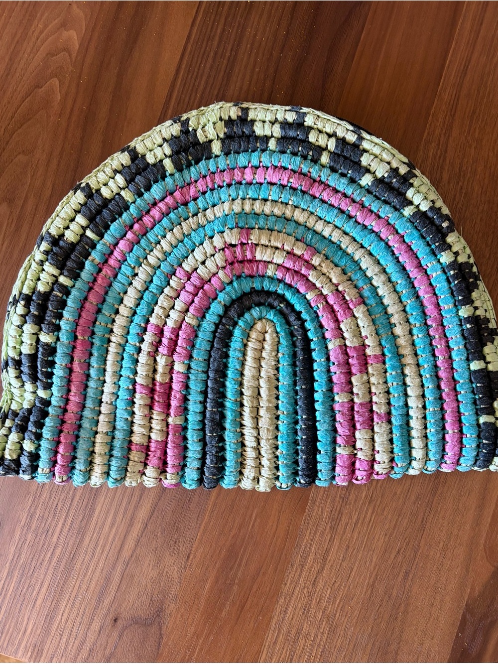 Anthropologie Bay Sky Rainbow Raffia Clutch